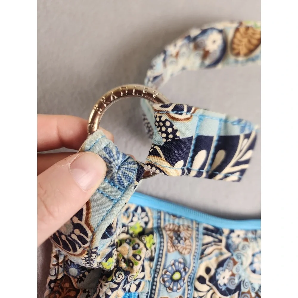 VERA BRADLEY Bali Blue Quilted Purse Blue/Brown Floral print Hobo Shoulder Bag